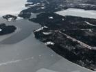 Winter view of Little Narrows channel.