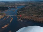 Aerial view showing the Baddeck River estuary and the miles of river to explore.