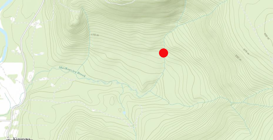 location of property / brook on topo map.