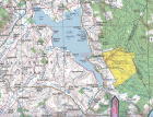 Property location in regard to Lake Ainslie and large block of Crown Land (Crown shaded in green).