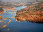 An aerial view of the area during the fall season.