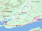 Property location in relation to Baddeck and Bras d'Or Lake.